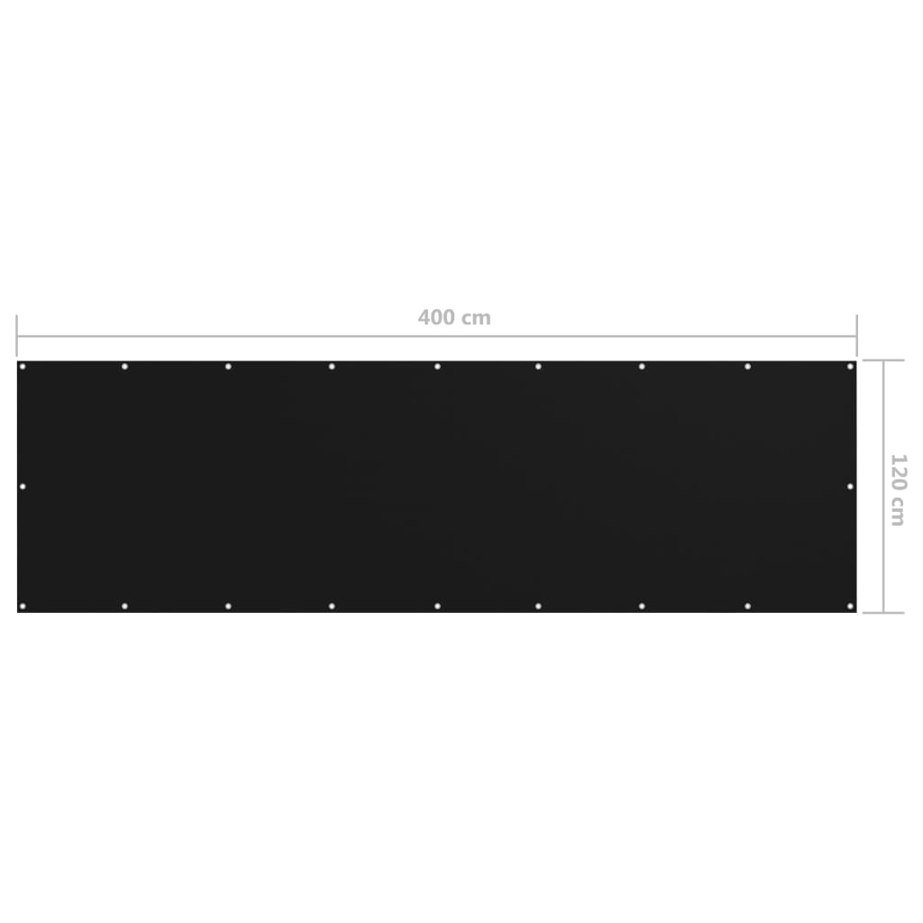 Balkonscherm 120x400 cm oxford stof zwart is nu te koop bij PeponiXL, paradijselijk wonen!