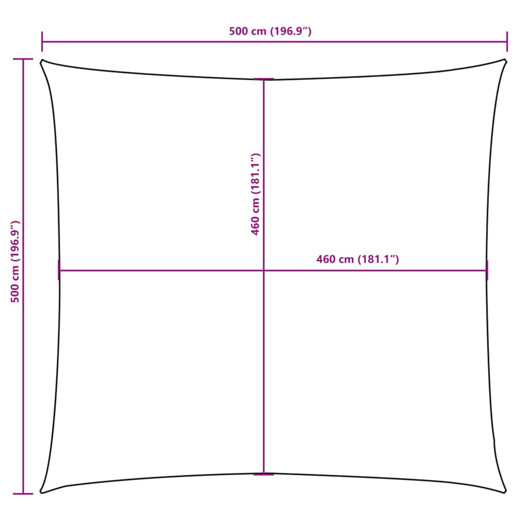 Zonnescherm vierkant 5x5 m oxford stof crèmekleurig is nu te koop bij PeponiXL, paradijselijk wonen!