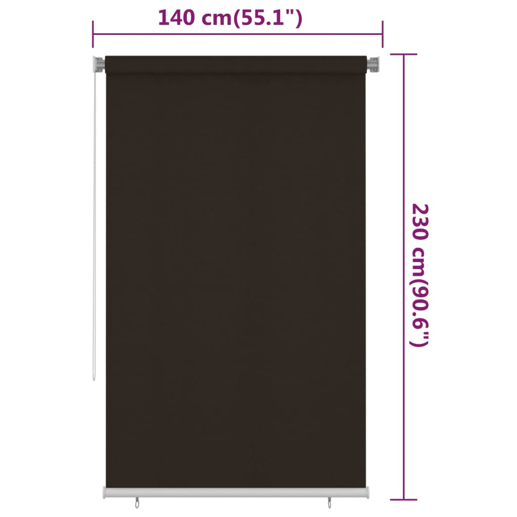 Rolgordijn voor buiten 145(B)x230(H) cm HDPE bruin is nu te koop bij PeponiXL, paradijselijk wonen!