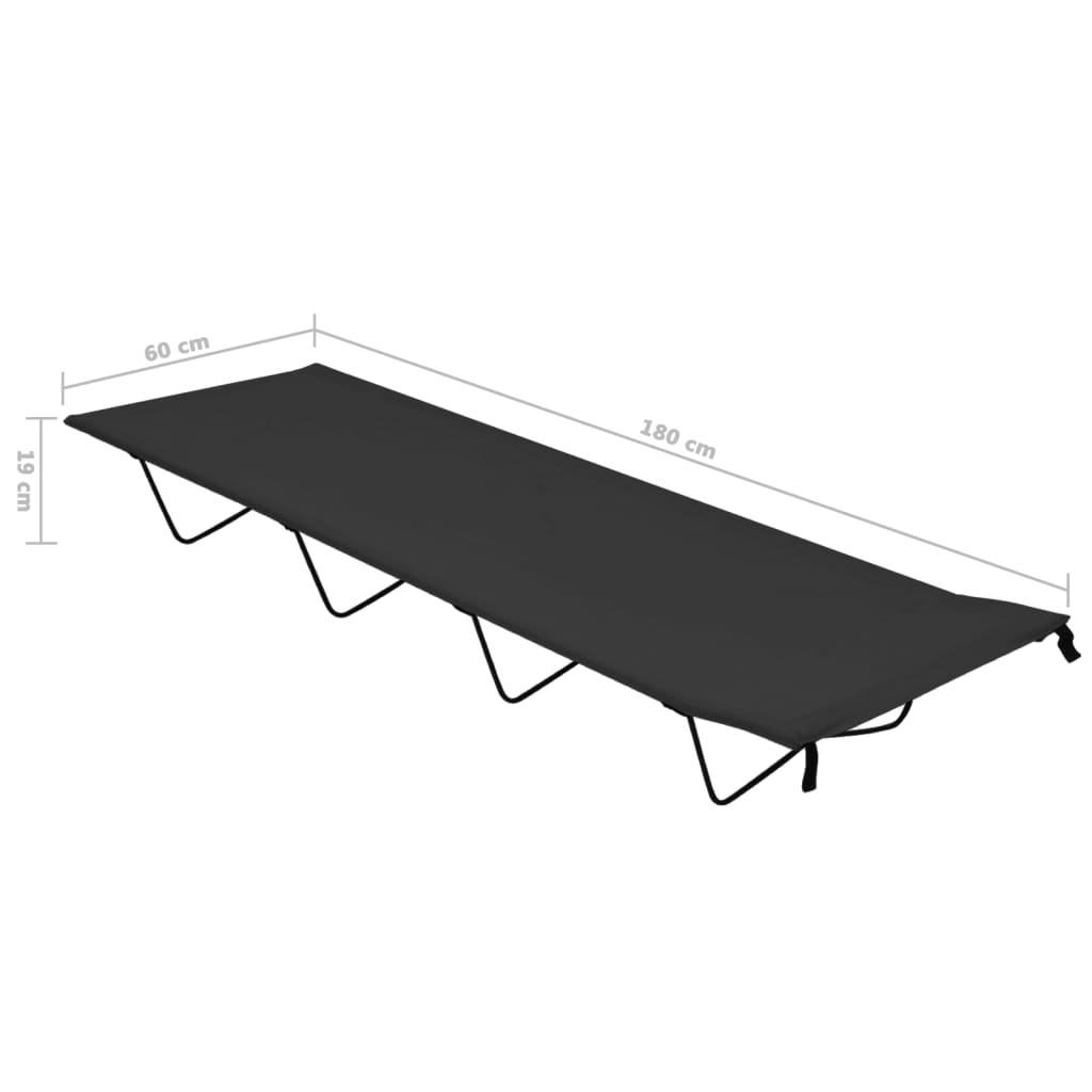 Campingbed 180x60x19 cm oxford stof en staal zwart is nu te koop bij PeponiXL, paradijselijk wonen!