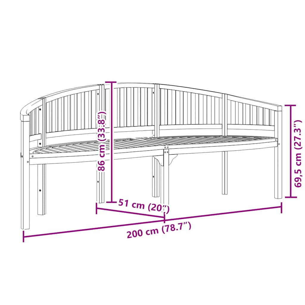 Bankje banaanvormig 200 cm massief teakhout is nu te koop bij PeponiXL, paradijselijk wonen!