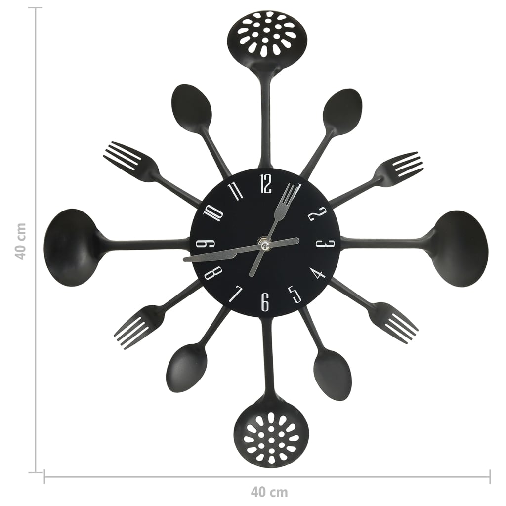 Wandklok lepel-en-vork 40 cm aluminium zwart is nu te koop bij PeponiXL, paradijselijk wonen!
