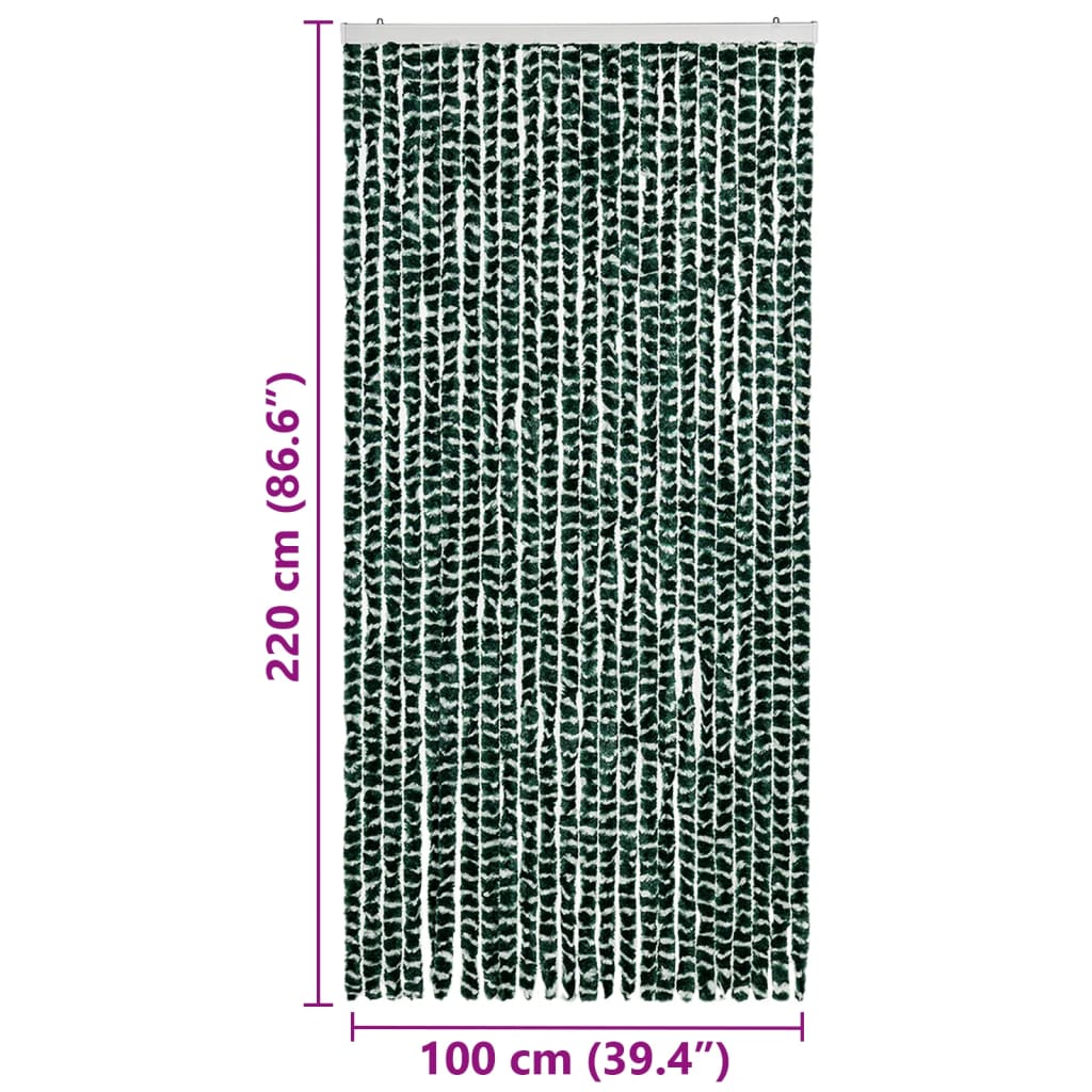 Vliegengordijn 100x220 cm chenille groen en wit is nu te koop bij PeponiXL, paradijselijk wonen!