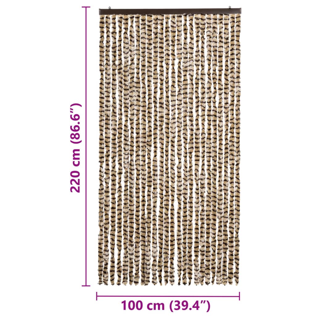 Vliegengordijn 100x220 cm chenille beige en bruin is nu te koop bij PeponiXL, paradijselijk wonen!