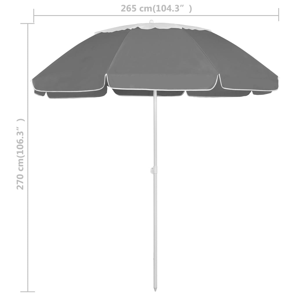 Strandparasol 300 cm antracietkleurig is nu te koop bij PeponiXL, paradijselijk wonen!