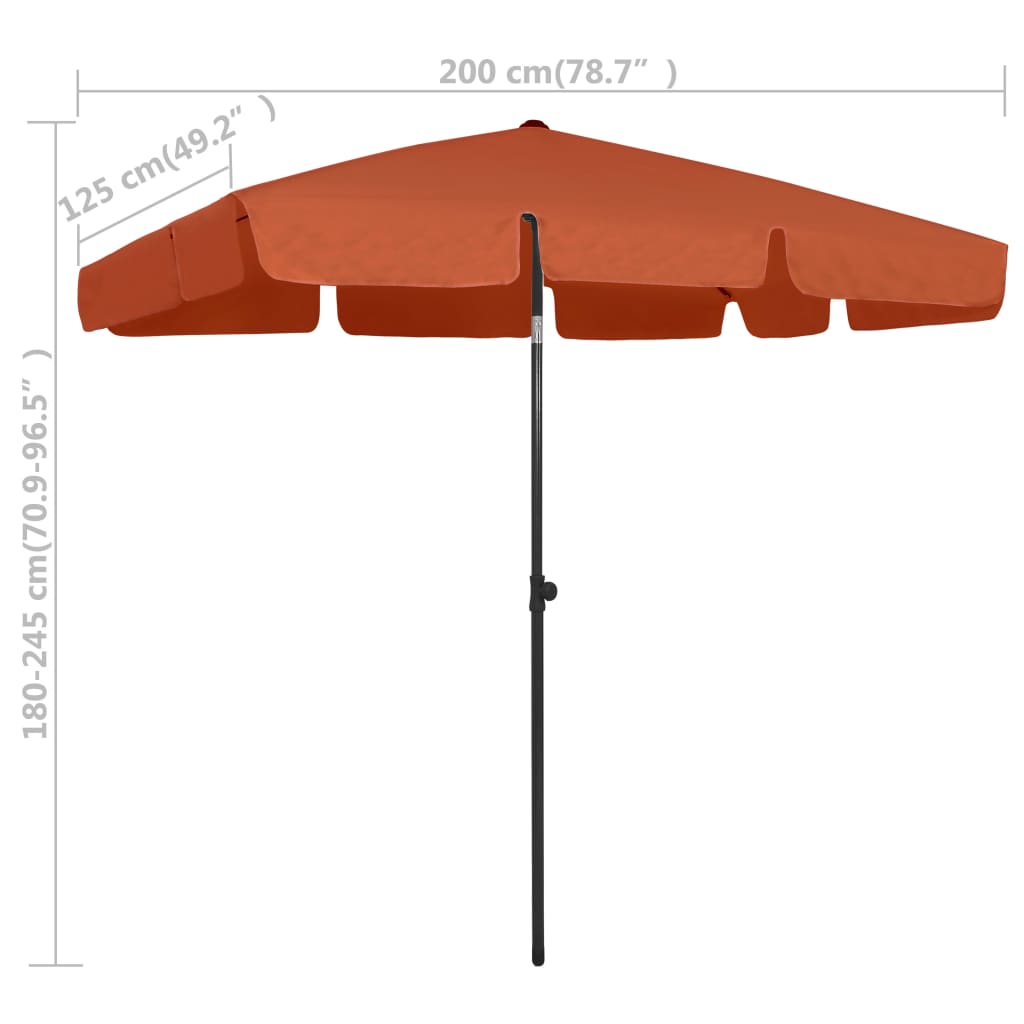 Strandparasol 200x125 cm terracottakleurig is nu te koop bij PeponiXL, paradijselijk wonen!