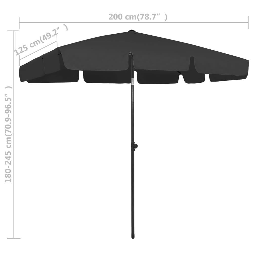 Strandparasol 200x125 cm zwart is nu te koop bij PeponiXL, paradijselijk wonen!