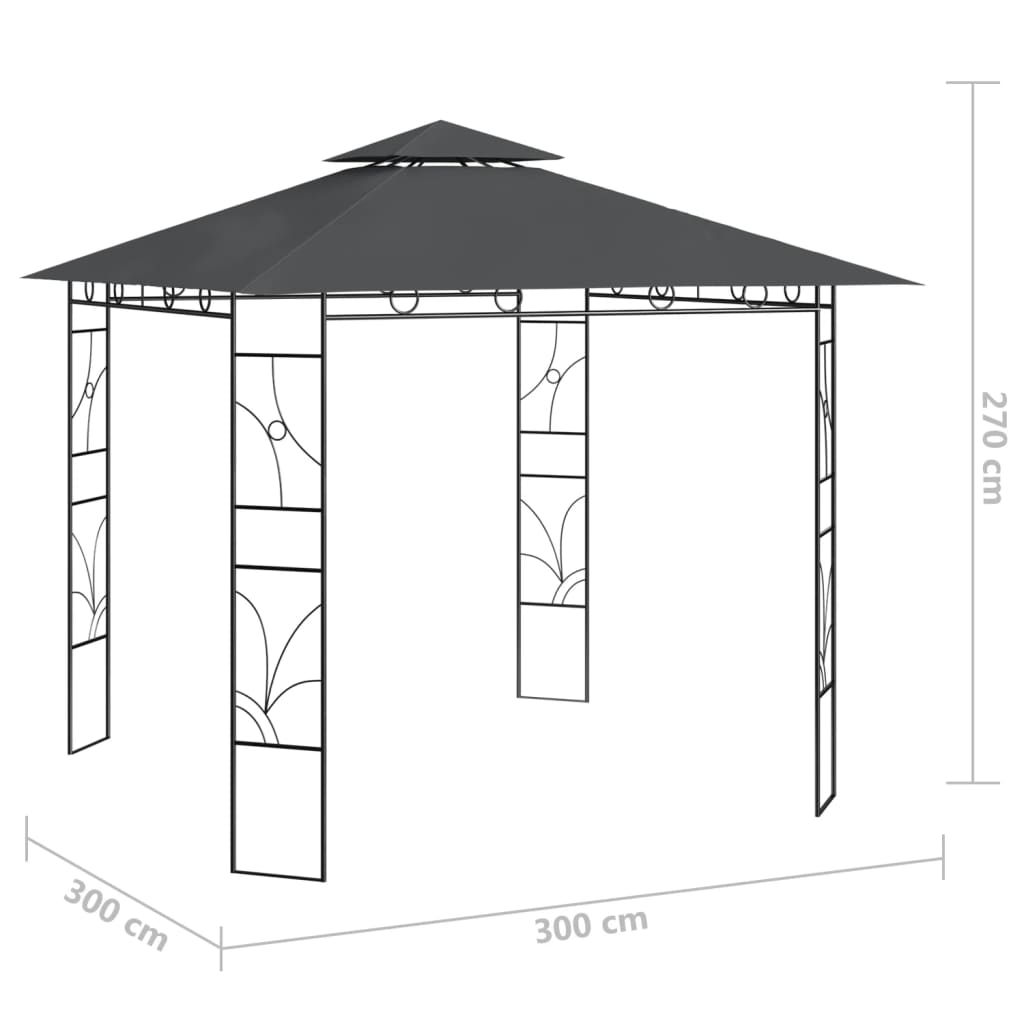 Prieel 160 g/m² 3x3x2,7 m antracietkleurig