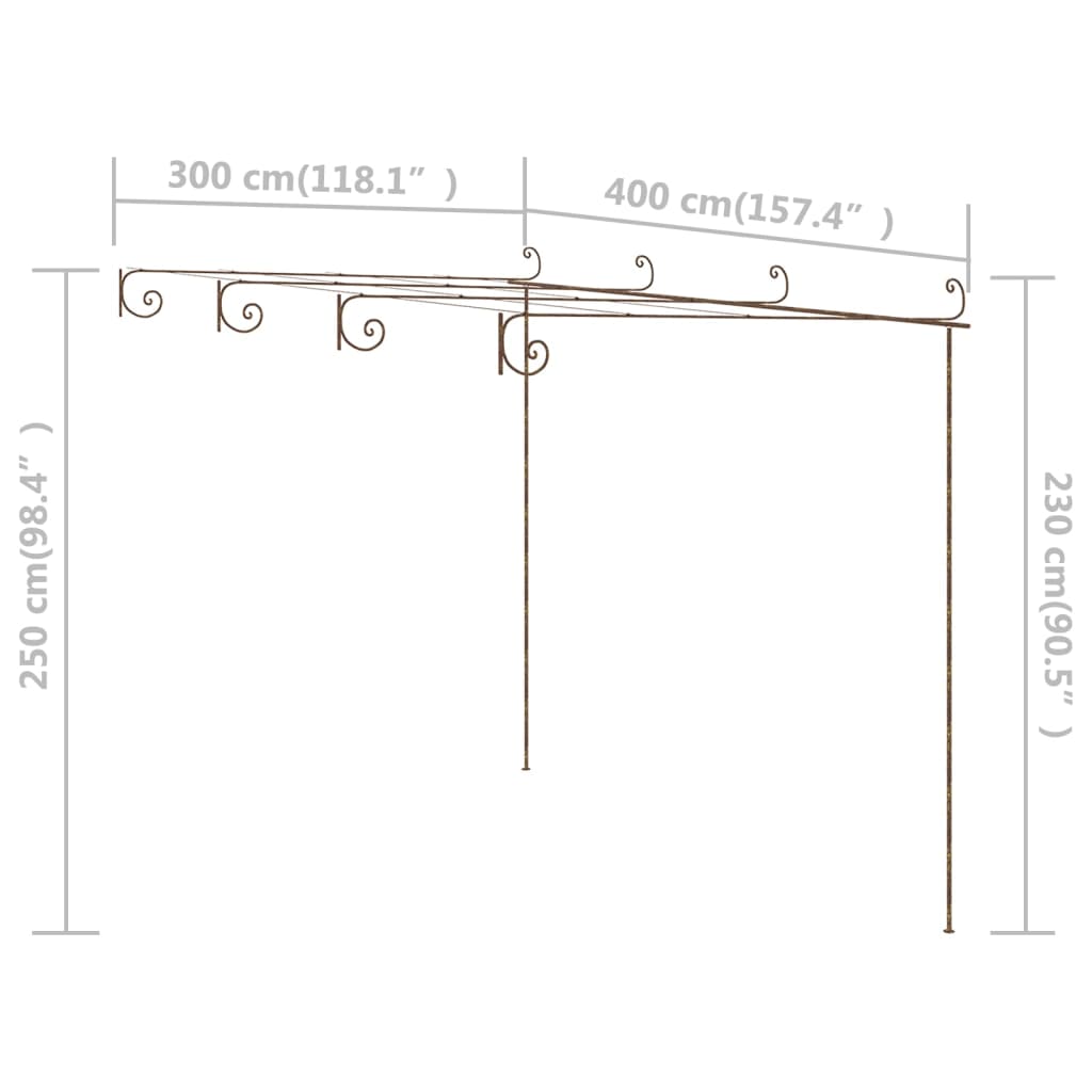 Tuinpergola 4x3x2,5 m ijzer antiekbruin is nu te koop bij PeponiXL, paradijselijk wonen!