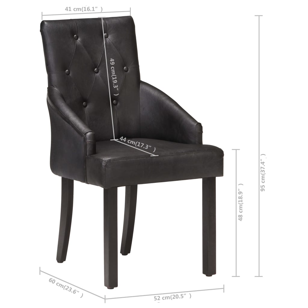Eetkamerstoelen 4 st echt geitenleer zwart is nu te koop bij PeponiXL, paradijselijk wonen!