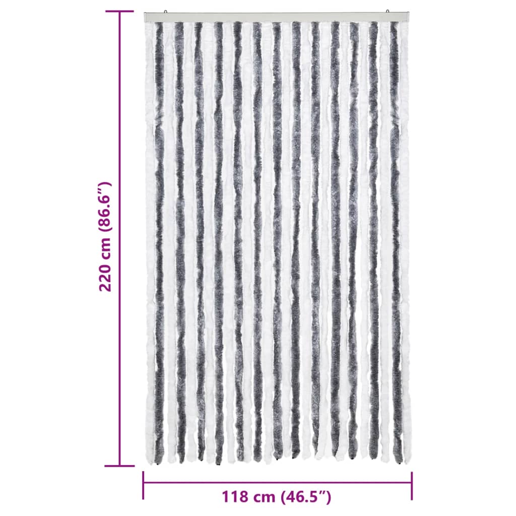 Vliegengordijn 118x220 cm chenille grijs en wit is nu te koop bij PeponiXL, paradijselijk wonen!