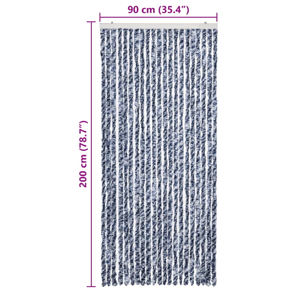 Vliegengordijn 90x200 cm chenille blauw en wit is nu te koop bij PeponiXL, paradijselijk wonen!