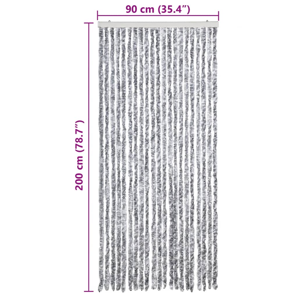 Vliegengordijn 90x200 cm chenille wit en grijs is nu te koop bij PeponiXL, paradijselijk wonen!