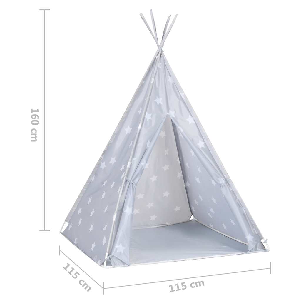 Kindertipitent met tas 115x115x160 cm polyester grijs is nu te koop bij PeponiXL, paradijselijk wonen!