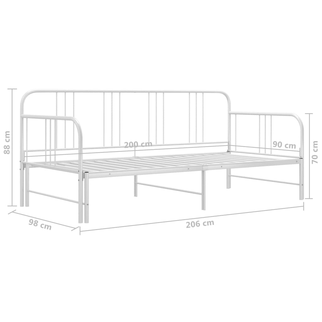 Slaapbank uittrekbaar metaal wit 90x200 cm is nu te koop bij PeponiXL, paradijselijk wonen!