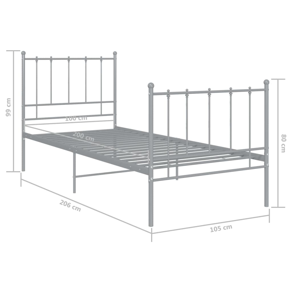 Bedframe metaal grijs 100x200 cm is nu te koop bij PeponiXL, paradijselijk wonen!