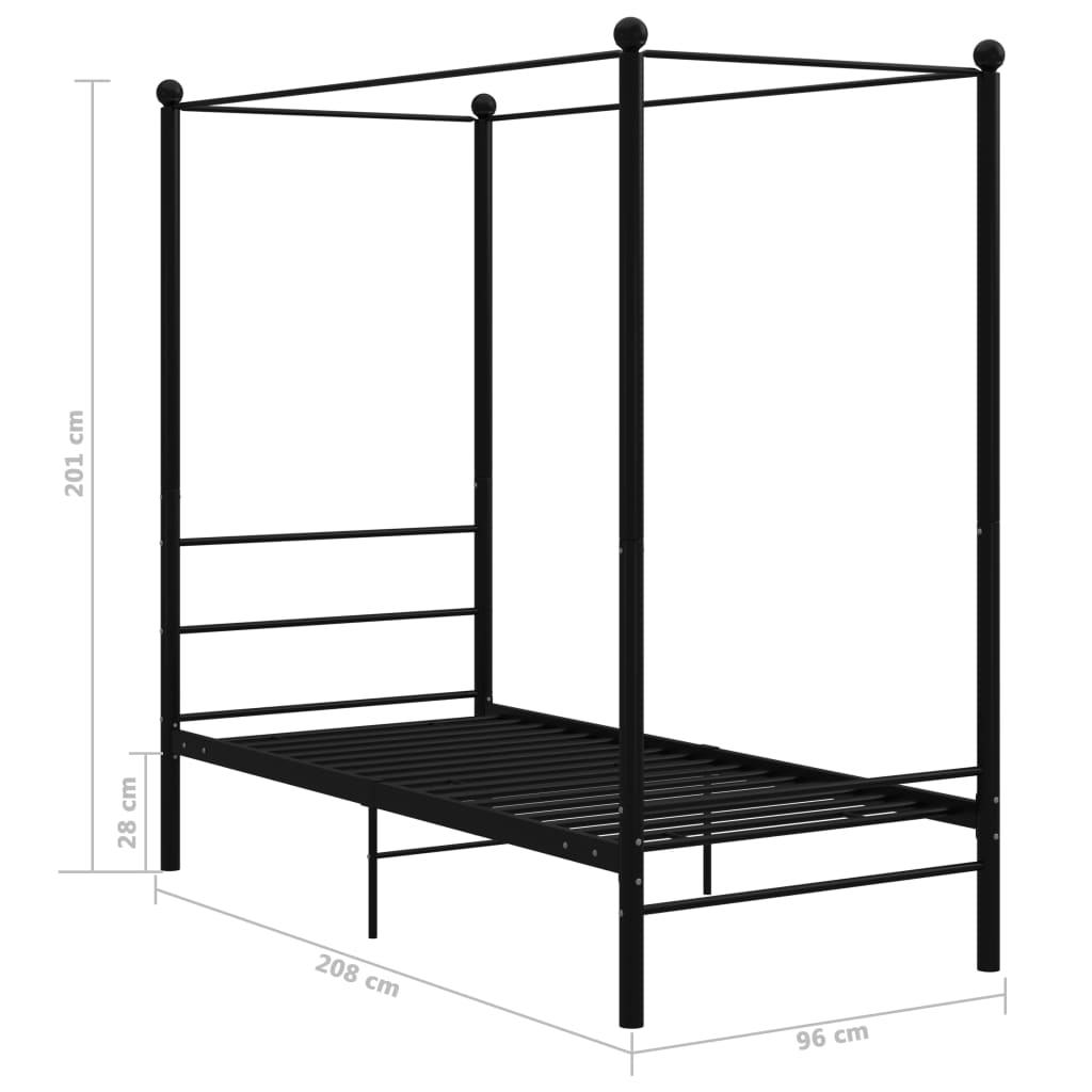 Hemelbedframe metaal zwart 90x200 cm is nu te koop bij PeponiXL, paradijselijk wonen!