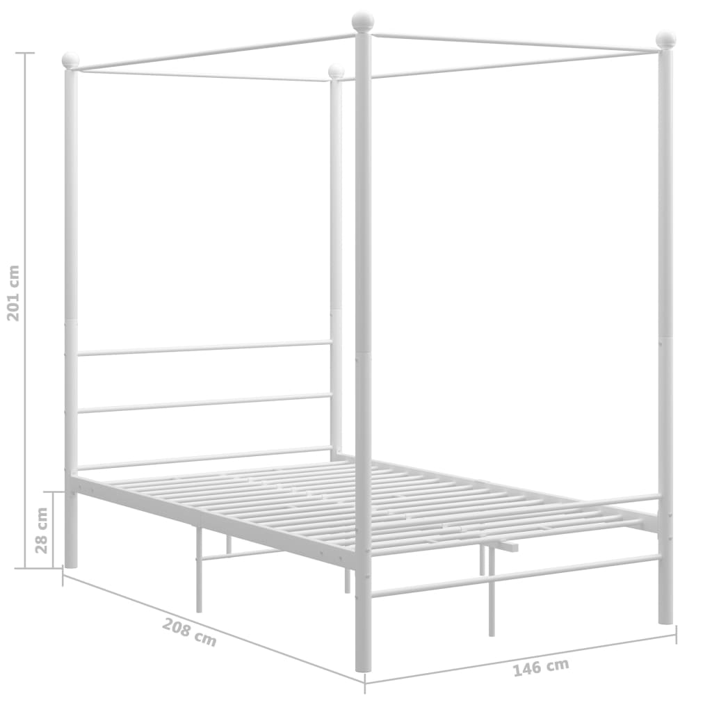 Hemelbedframe metaal wit 140x200 cm is nu te koop bij PeponiXL, paradijselijk wonen!