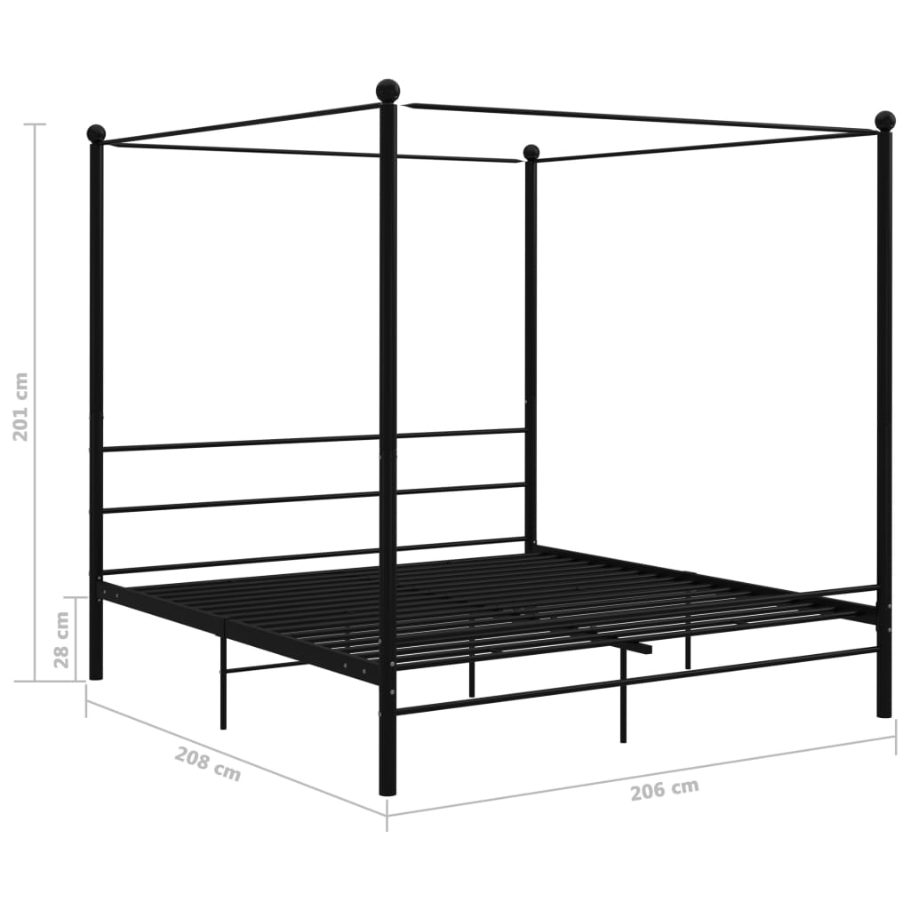 Hemelbedframe metaal zwart 200x200 cm is nu te koop bij PeponiXL, paradijselijk wonen!