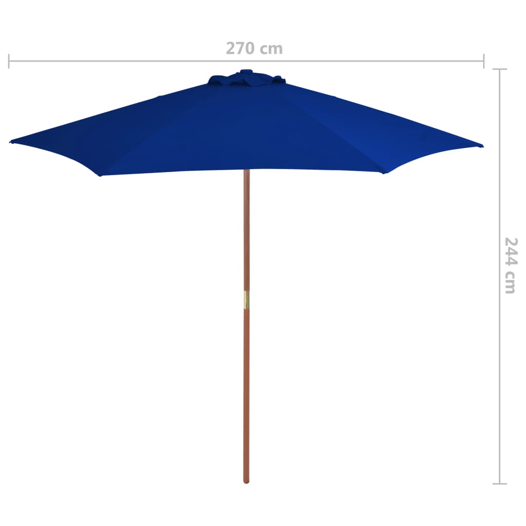 Parasol met houten paal 270 cm blauw is nu te koop bij PeponiXL, paradijselijk wonen!