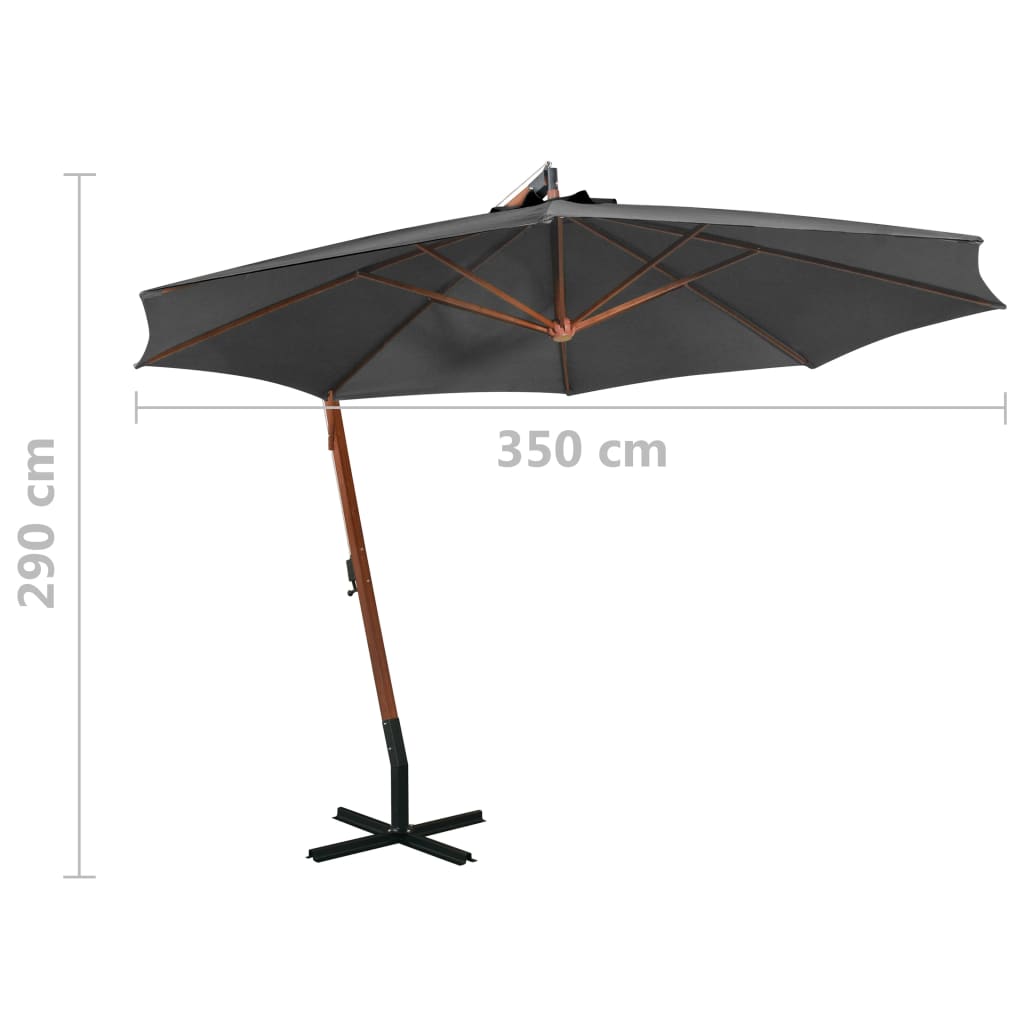 Zweefparasol met paal 3,5x2,9 m massief vurenhout antraciet is nu te koop bij PeponiXL, paradijselijk wonen!