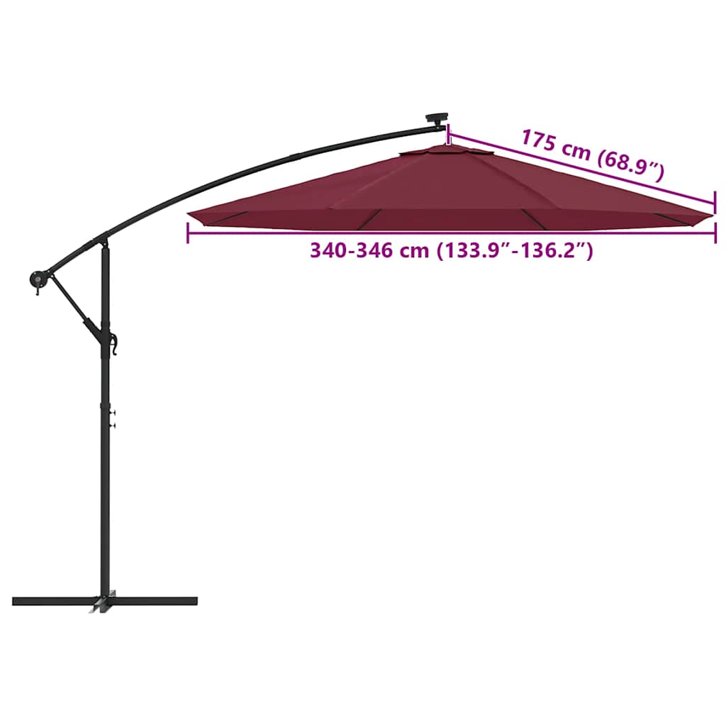 Vervangingsdoek voor zweefparasol 350 cm bordeauxrood is nu te koop bij PeponiXL, paradijselijk wonen!