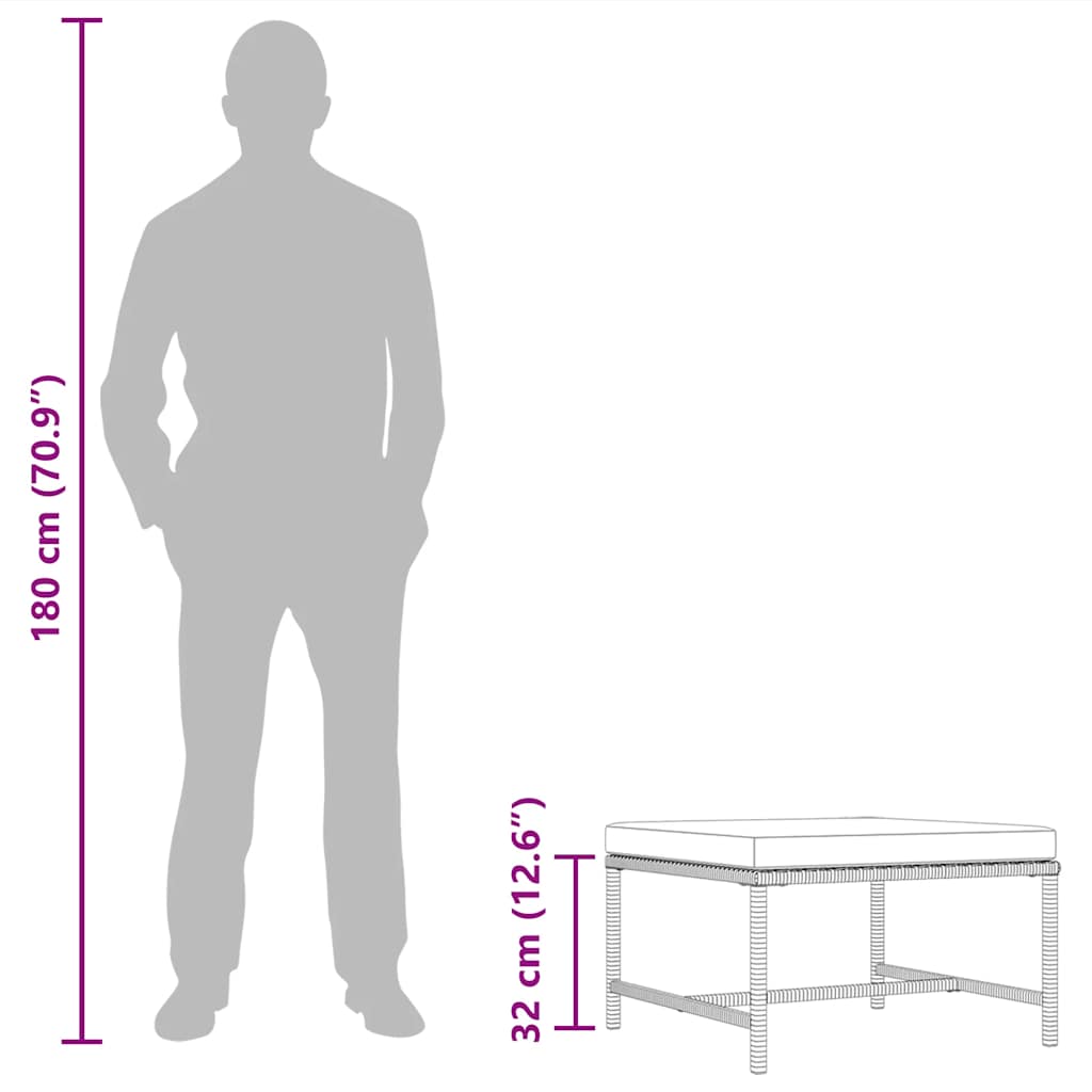 Voetensteun sectioneel met kussen poly rattan zwart is nu te koop bij PeponiXL, paradijselijk wonen!