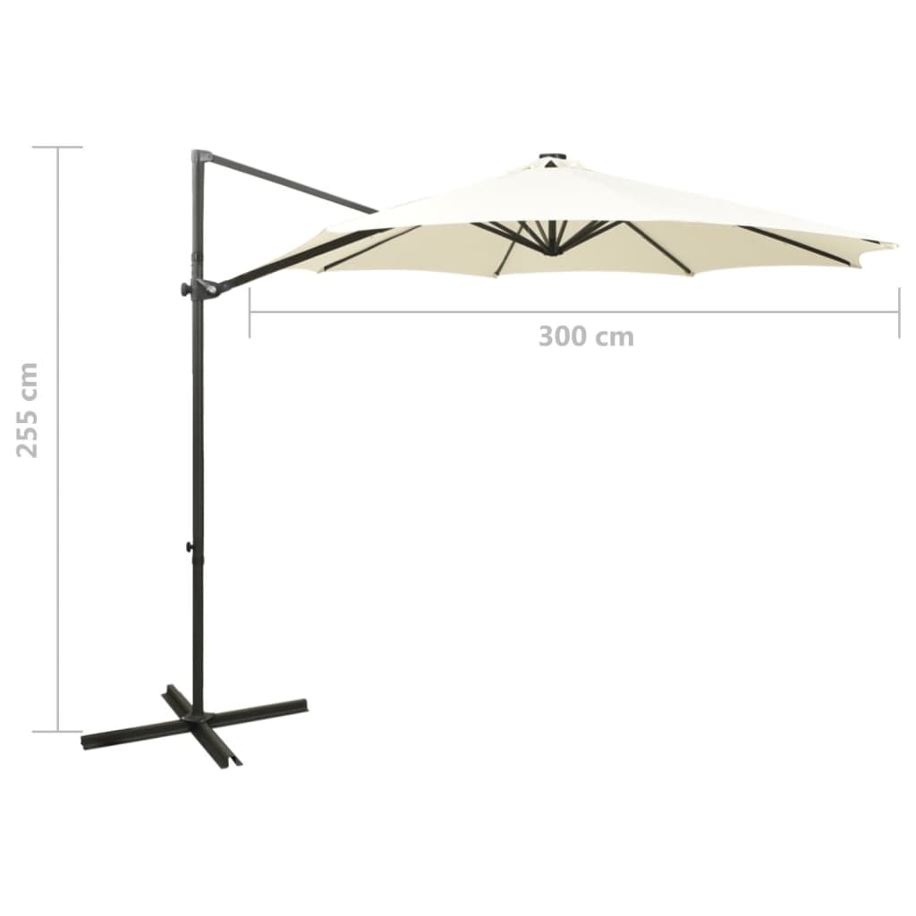 Zweefparasol met paal en LED-verlichting 300 cm zandkleurig is nu te koop bij PeponiXL, paradijselijk wonen!