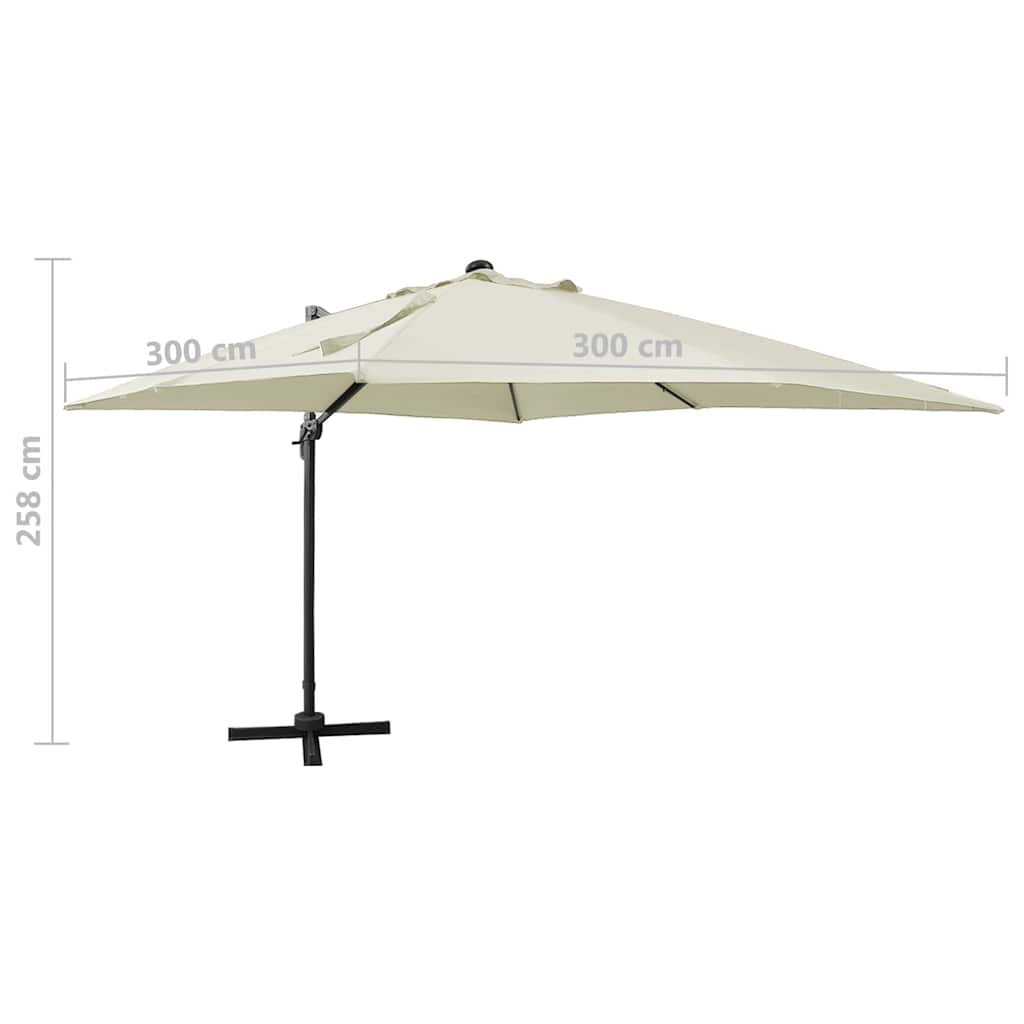 Zweefparasol met paal en LED-verlichting 300 cm zandkleurig is nu te koop bij PeponiXL, paradijselijk wonen!