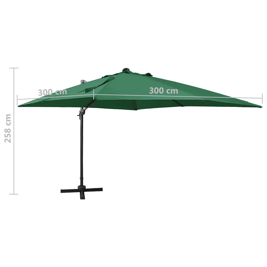 Zweefparasol met paal en LED-verlichting 300 cm groen is nu te koop bij PeponiXL, paradijselijk wonen!