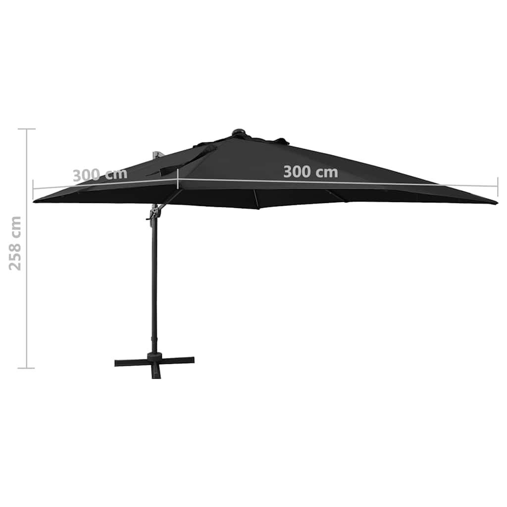 Zweefparasol met paal en LED-verlichting 300 cm zwart is nu te koop bij PeponiXL, paradijselijk wonen!