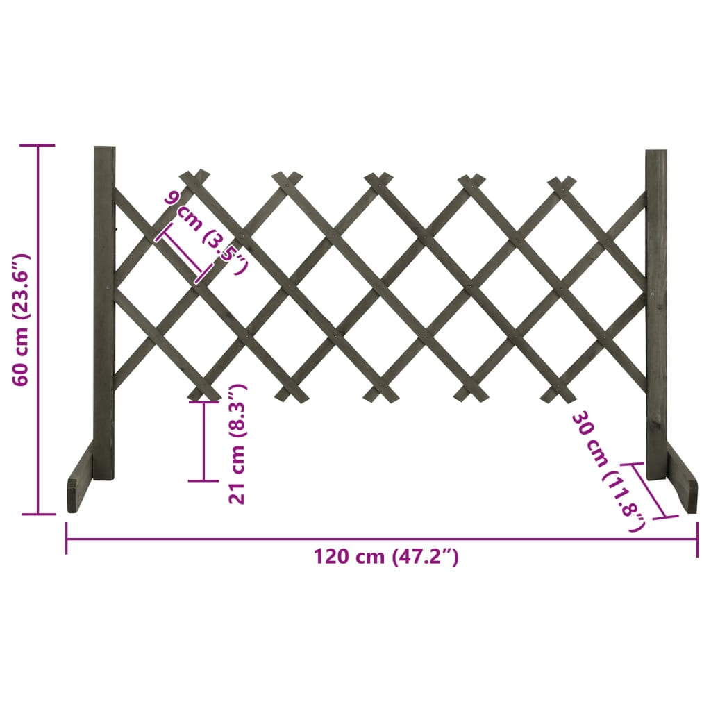 Tuinlatwerk 120x60 cm massief vurenhout grijs is nu te koop bij PeponiXL, paradijselijk wonen!