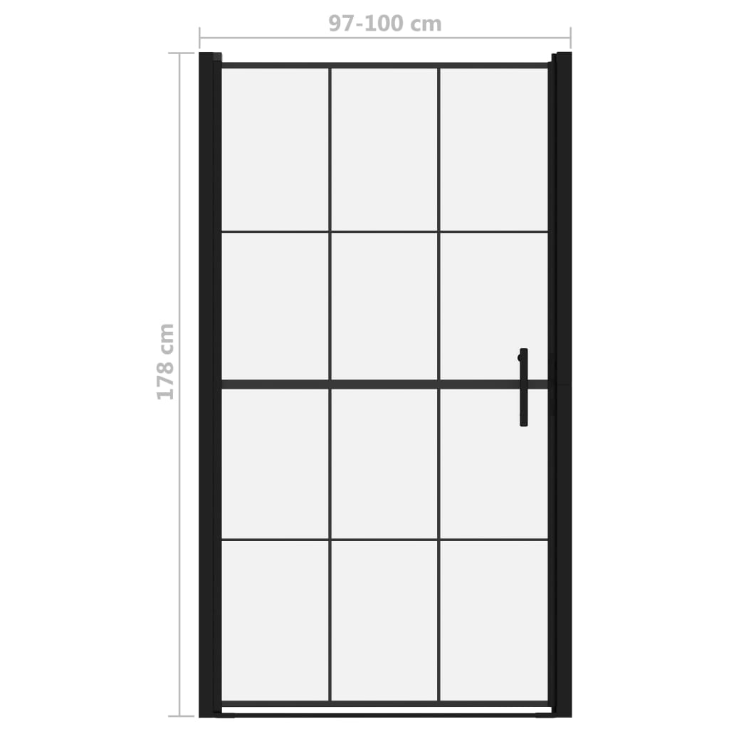 Douchedeur 100x178 cm gehard glas zwart is nu te koop bij PeponiXL, paradijselijk wonen!