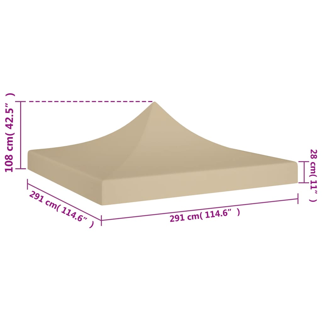 Partytentdak 270 g/m² 3x3 m beige is nu te koop bij PeponiXL, paradijselijk wonen!