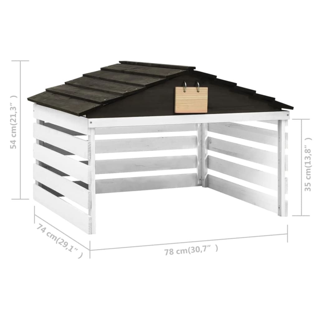 Overkapping voor grasmaaier 78x74x54 cm vurenhout zwart en wit is nu te koop bij PeponiXL, paradijselijk wonen!