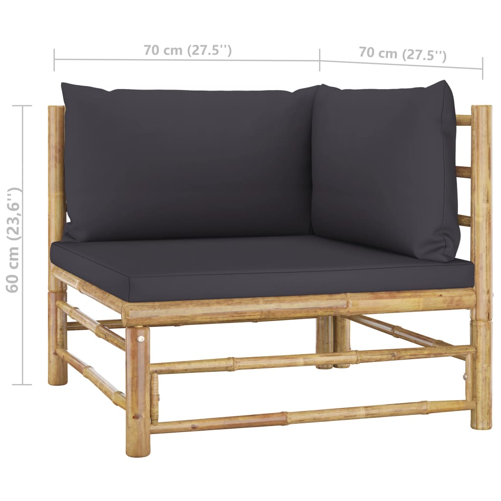 5-delige Loungeset met donkergrijze kussens bamboe is nu te koop bij PeponiXL, paradijselijk wonen!