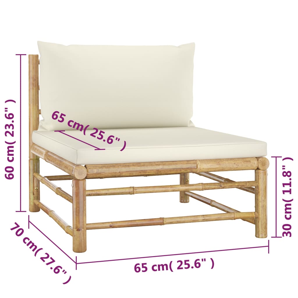 4-delige Loungeset met crèmewitte kussens bamboe is nu te koop bij PeponiXL, paradijselijk wonen!