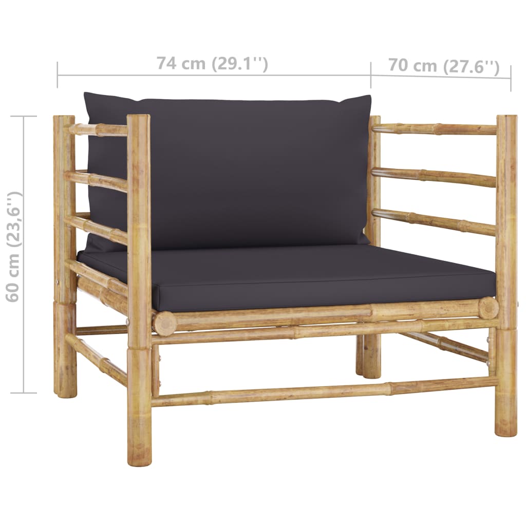 8-delige Loungeset met donkergrijze kussens bamboe is nu te koop bij PeponiXL, paradijselijk wonen!