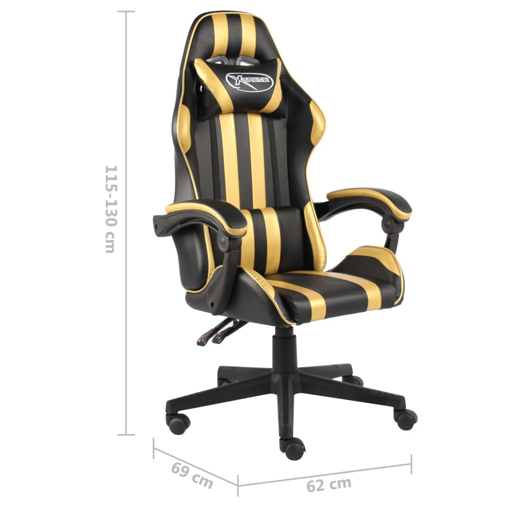 Racestoel kunstleer zwart en goudkleurig is nu te koop bij PeponiXL, paradijselijk wonen!