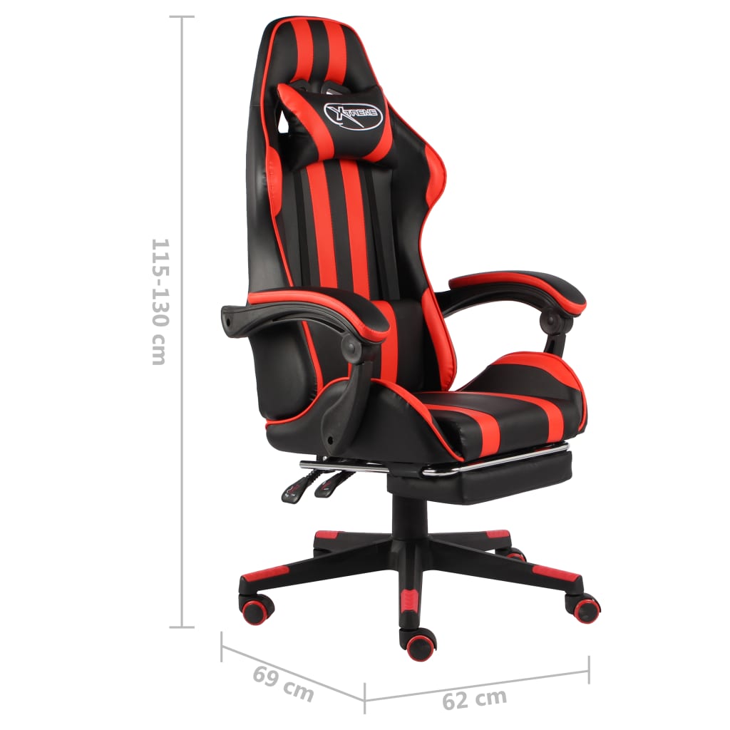 Racestoel met voetensteun kunstleer zwart en rood is nu te koop bij PeponiXL, paradijselijk wonen!