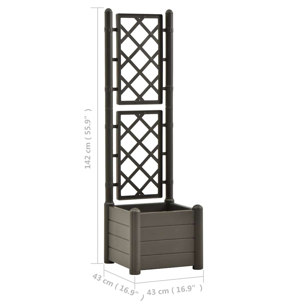 Plantenbak met latwerk 43x43x142 cm PP antracietkleurig is nu te koop bij PeponiXL, paradijselijk wonen!