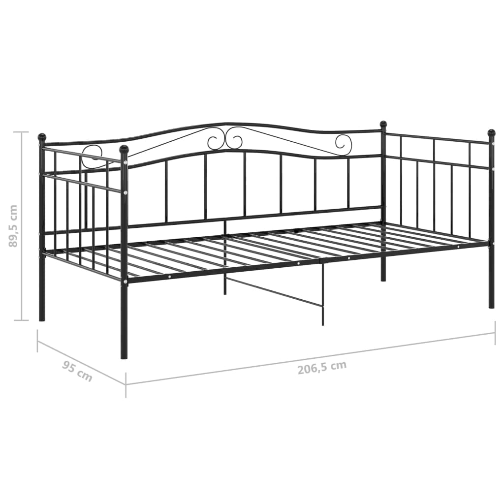 Slaapbank metaal zwart 90x200 cm is nu te koop bij PeponiXL, paradijselijk wonen!