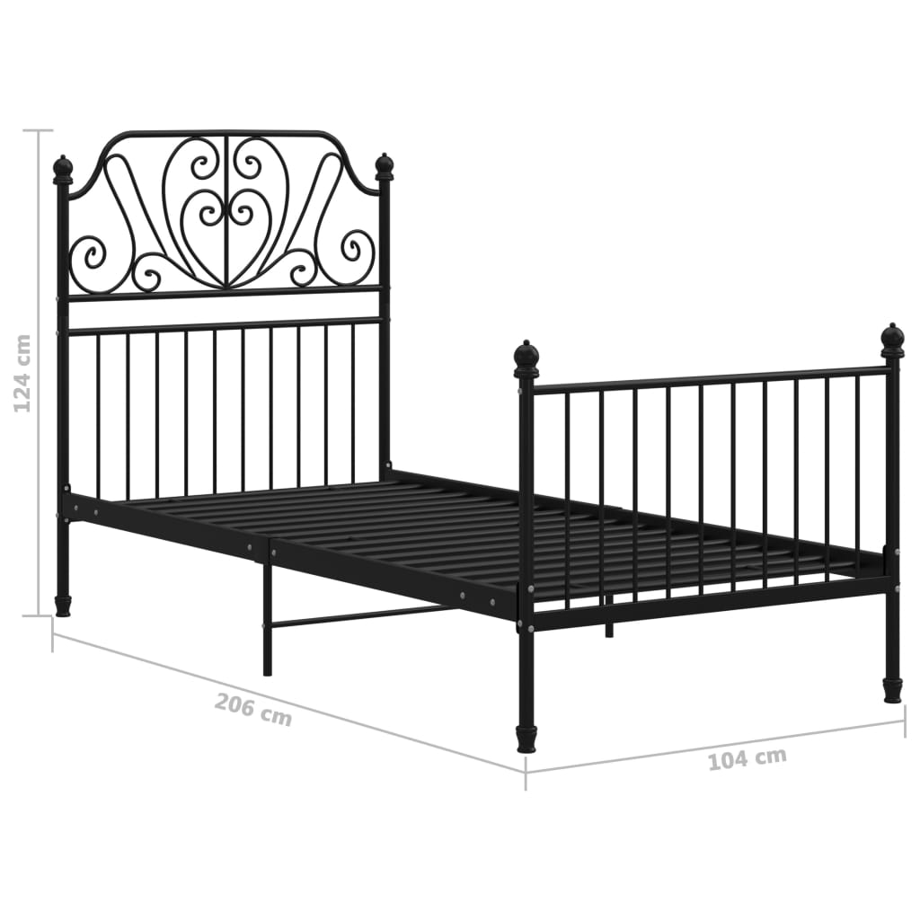 Bedframe metaal zwart 100x200 cm is nu te koop bij PeponiXL, paradijselijk wonen!