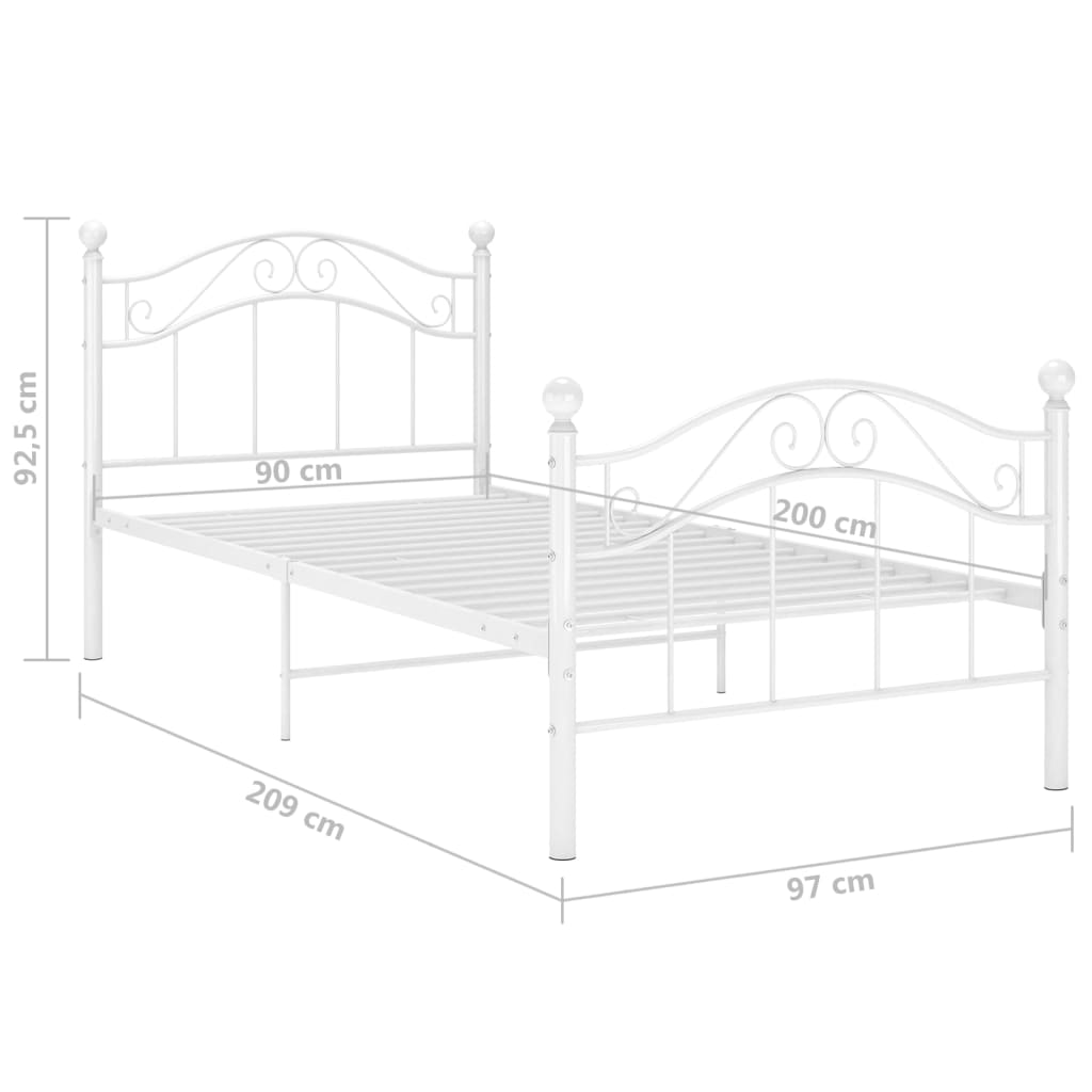 Bedframe metaal wit 90x200 cm is nu te koop bij PeponiXL, paradijselijk wonen!