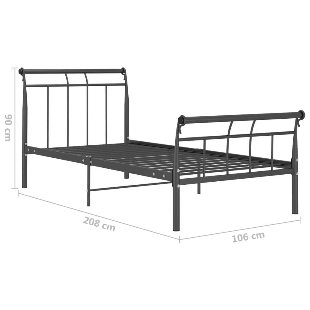Bedframe metaal zwart 100x200 cm is nu te koop bij PeponiXL, paradijselijk wonen!