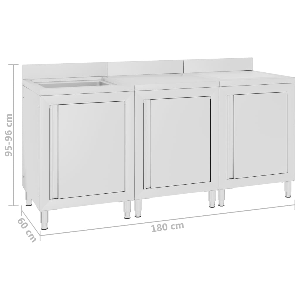 Wastafelkast commercieel 180x60x96 cm roestvrij staal is nu te koop bij PeponiXL, paradijselijk wonen!