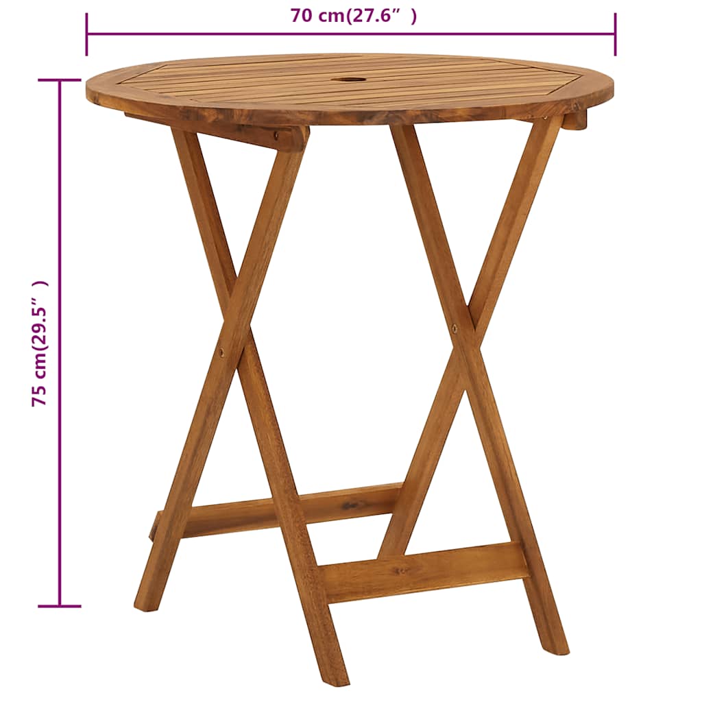 Tuintafel inklapbaar 70 cm massief acaciahout is nu te koop bij PeponiXL, paradijselijk wonen!