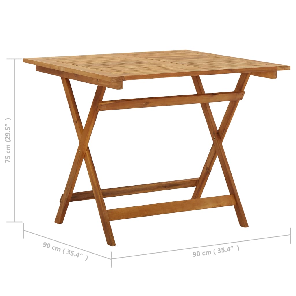 Tuintafel inklapbaar 90x90x75 cm massief acaciahout