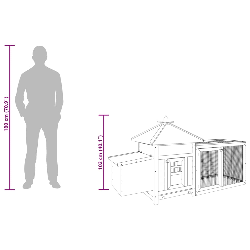Kippenhok met nestkast 190x72x102 massief vurenhout rood is nu te koop bij PeponiXL, paradijselijk wonen!