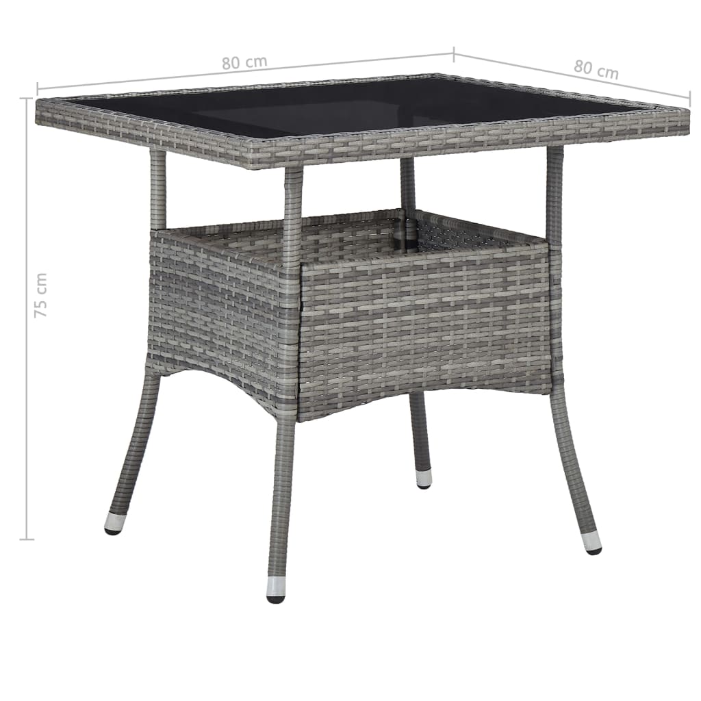5-delige Tuinset poly rattan en acaciahout grijs
